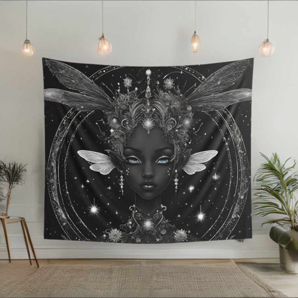 Spiritual Black Fairy Tapestry